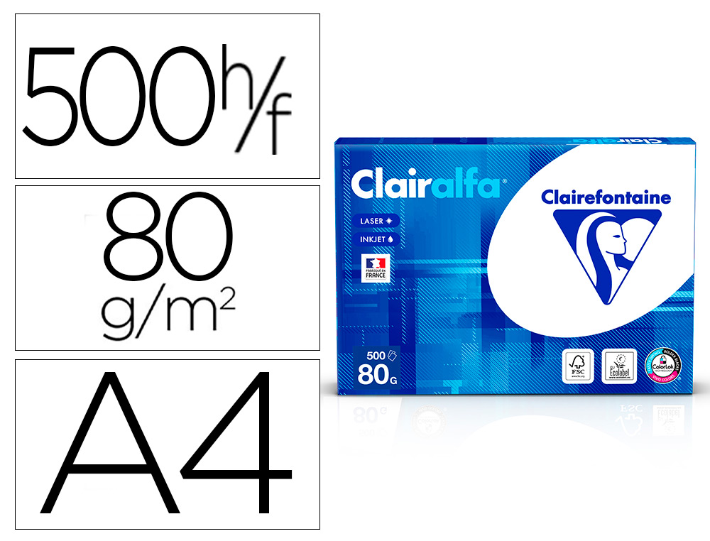 PAPIER CLAIREFONTAINE CLAIRALFA EXTRA BLANC A4 80G/M2 BLANCHEUR 170 OPACIT 93 RIGIDIT 135 500 FEUILLES