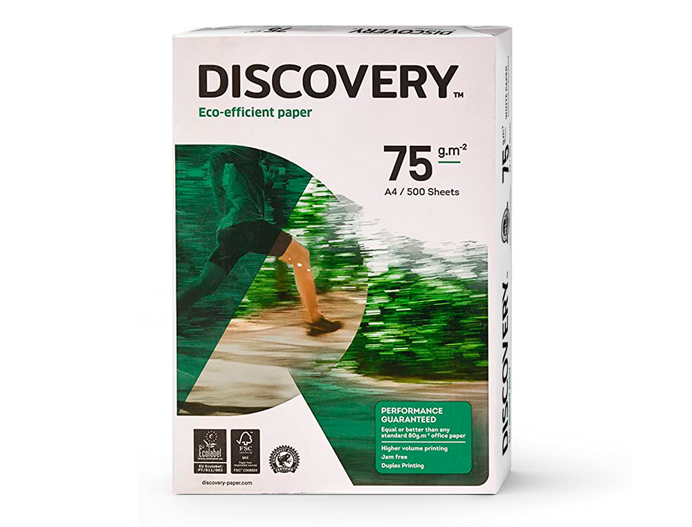 PAPIER DISCOVERY MULTIFONCTION GRAND VOLUME SANS BOURRAGE A4 75G/M2 BLANCHEUR 161 OPACIT 92 RIGIDIT 100 500 FEUILLES