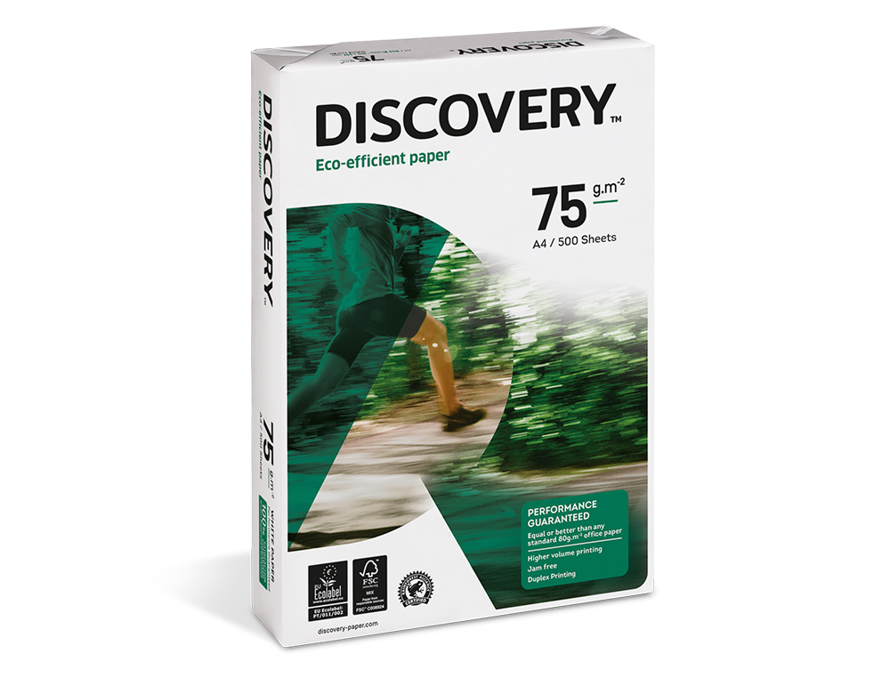 PAPIER DISCOVERY MULTIFONCTION GRAND VOLUME SANS BOURRAGE A4 75G/M2 BLANCHEUR 161 OPACIT 92 RIGIDIT 100 500 FEUILLES