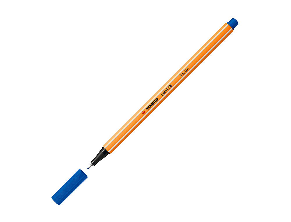 STYLO-FEUTRE STABILO POINT 88 ÉCRITURE FINE 0.4MM 1000M POINTE GAINÉE MÉTAL CORPS HEXAGONAL COLORIS BLEU