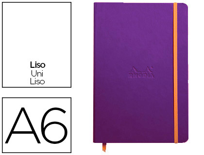 CARNET RHODIA WEBNOTEBOOK A6 9X14CM COUVERTURE SIMILI CUIR SAPHIR 192 PAGES 90G UNI LASTIQUE MARQUE-PAGE ORANGE