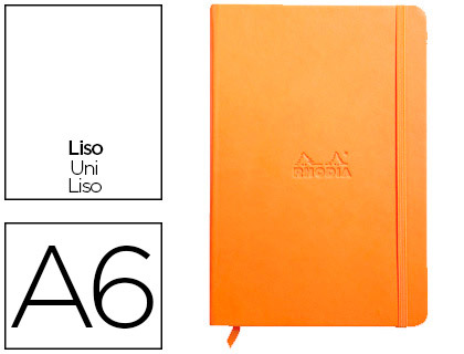 CARNET RHODIA WEBNOTEBOOK A6 9X14CM COUVERTURE SIMILI CUIR ORANGE 192 PAGES 90G UNI LASTIQUE MARQUE-PAGE ORANGE