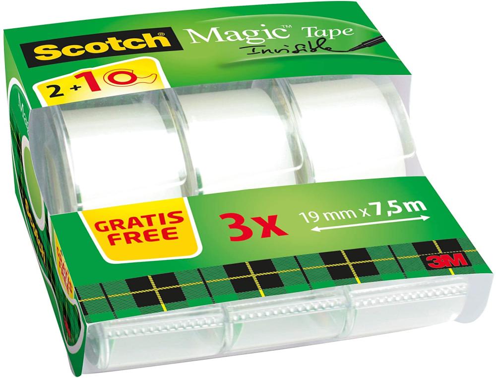 ADHESIF INV.19X7/DEVI.3M P/2+1RUBAN ADHESIF SUR DEVIDOIR - SCOTCH MAGIC 810 - LOT DE 2+1 GRATUIT