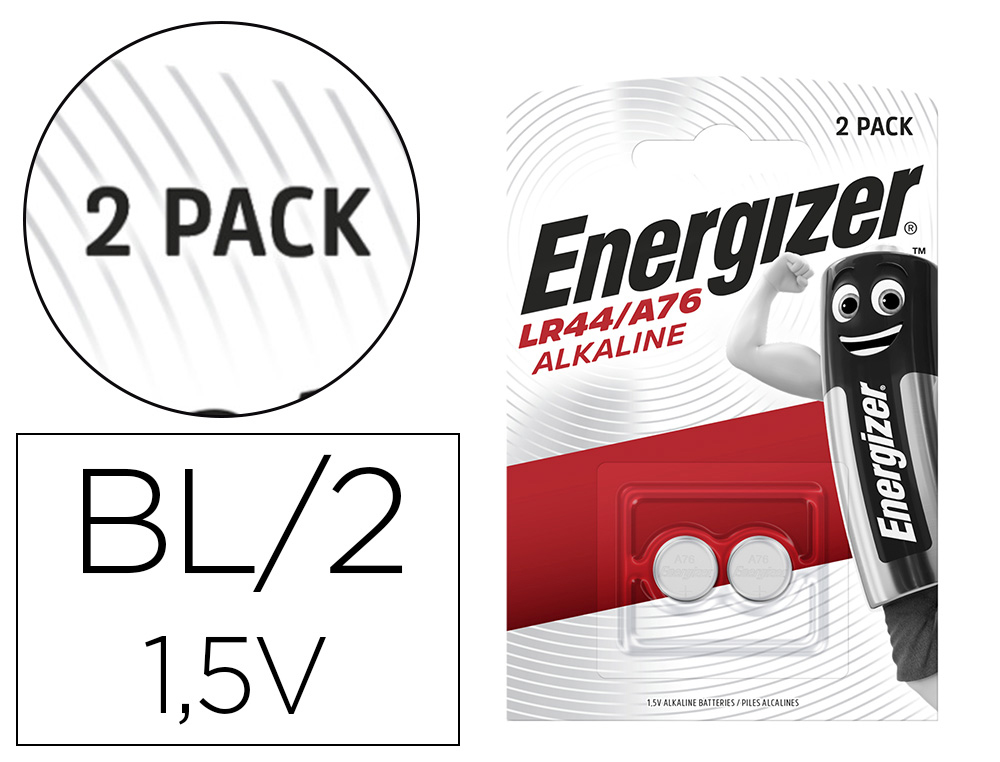 PILE ENERGIZER MINIATURE APPAREILS LECTRONIQUES I.C.E. LR44 1.5V BLISTER 2 UNITS