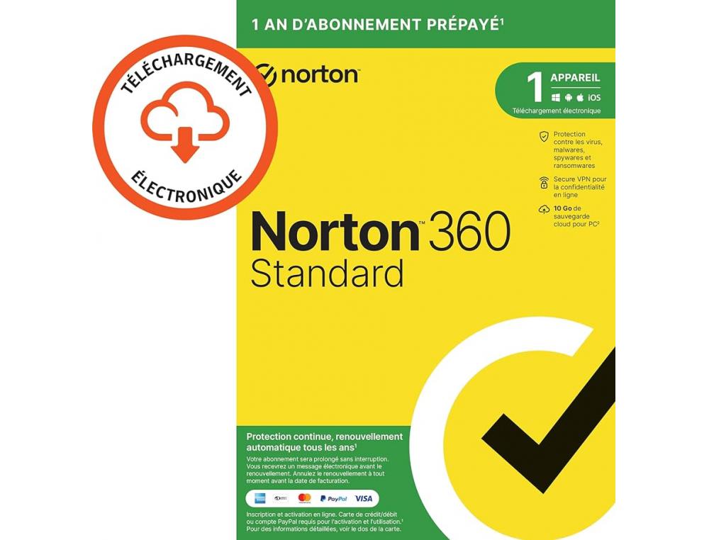 NORTON 360 STD PC/MAC 1AN NORTON ANTIVIRUS VERSION STANDARD POUR 1 APPAREIL